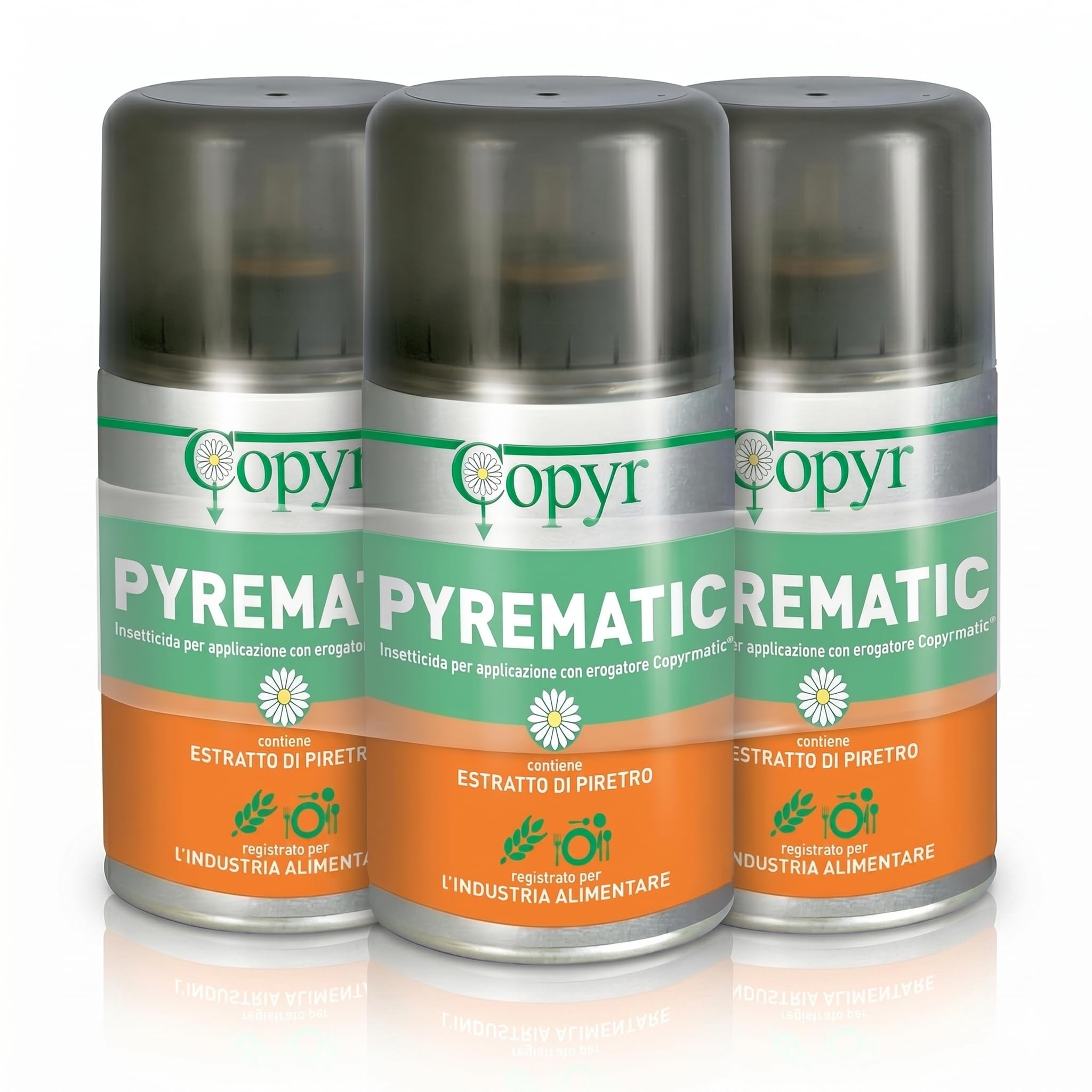 Copyr Pyrematic Insetticida Spray con Estratto di Piretro, 3 Pezzi | Naturale, Per Erogatore Automatico, Uso Professionale e Domestico