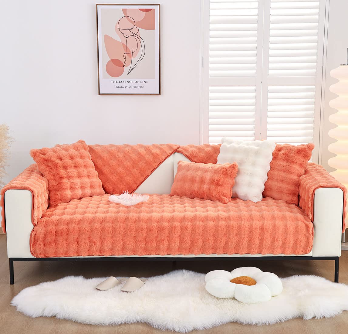 Amazon｜vctops フェイクファー ソファカバー 暖かい ソフト シャギー