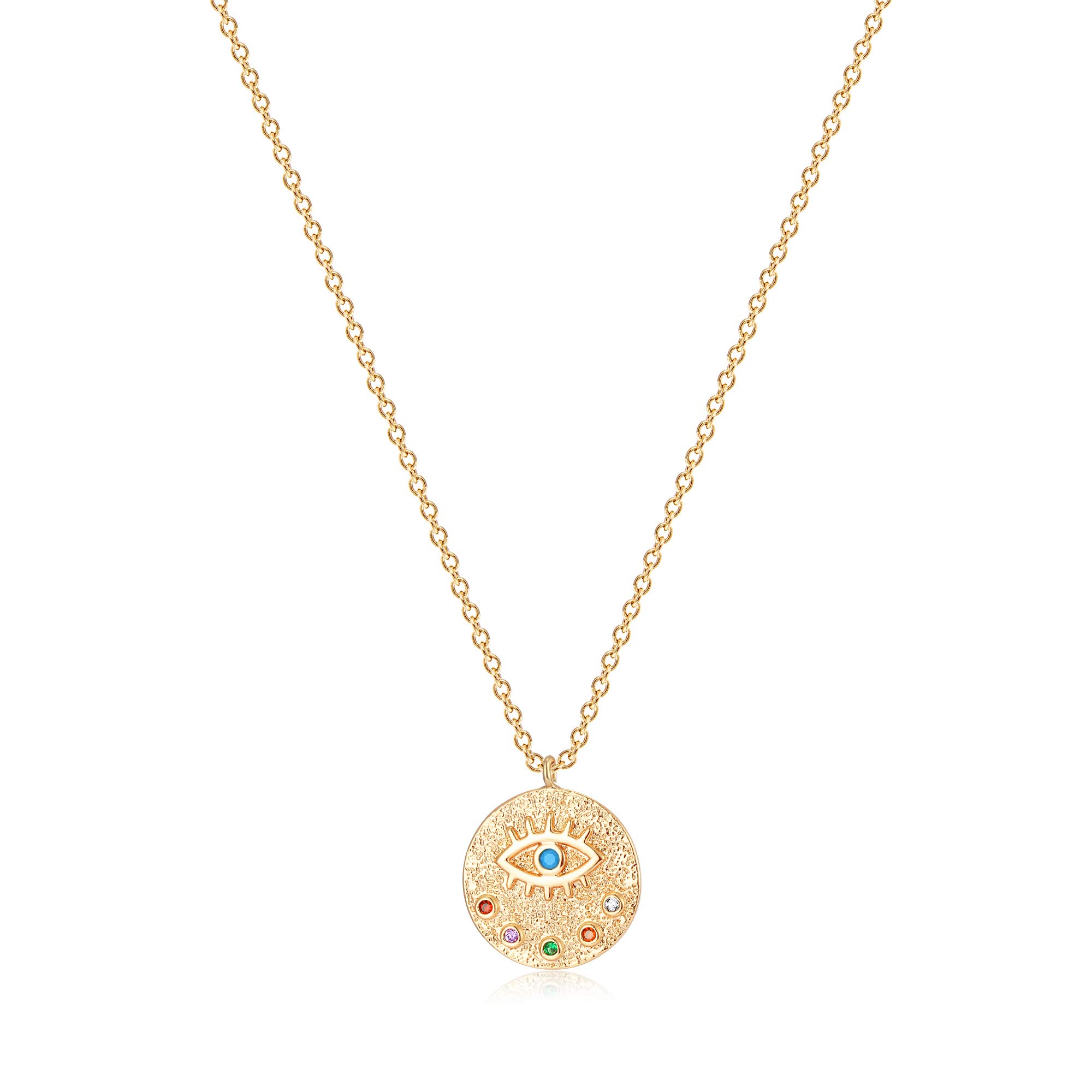 MEVECCO Gold Dainty Evil Eye Necklace for Women 18K Gold Plated Cute Delicate Solitaire Cubic Zirconia Boho Protection Evil Eye Minimalist Simple Necklace