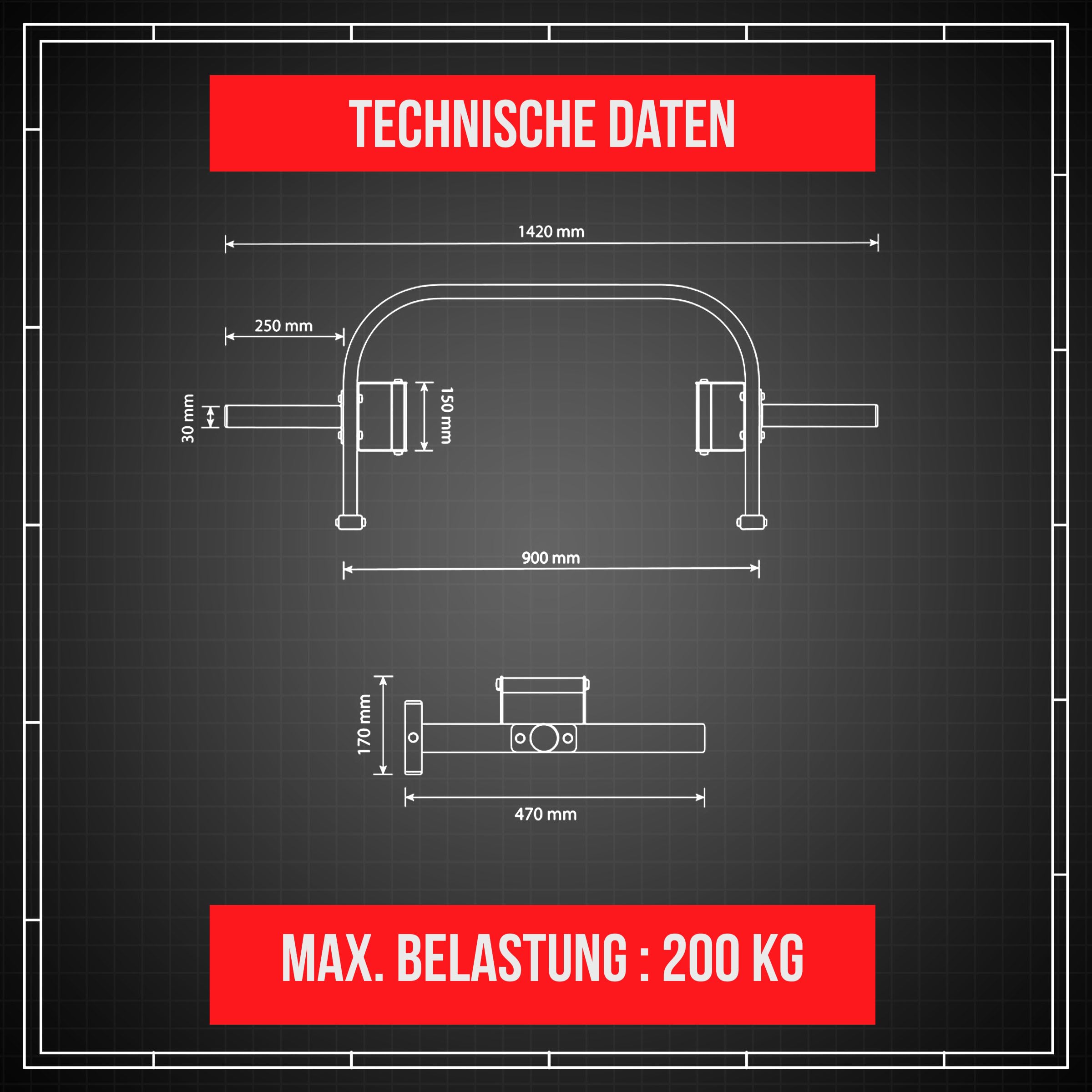 K-Sport: Trap Bar 142cm mit 30mm Aufnahme I Hexagon Stange I Hexagon-Bar I Trizeps-Stange I Olympische Hantelstange bis 200kg belastbar