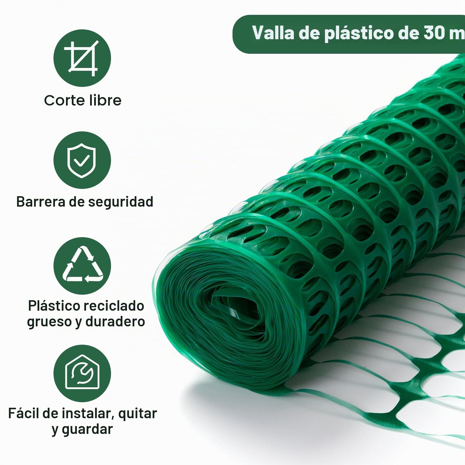 Signstek Valla de limitación, 100 cm de alto, 30 m de largo, 25 x 115 cm de alto, 100 bridas, valla móvil, valla para perros, valla de pollo para jardín, casa, patio