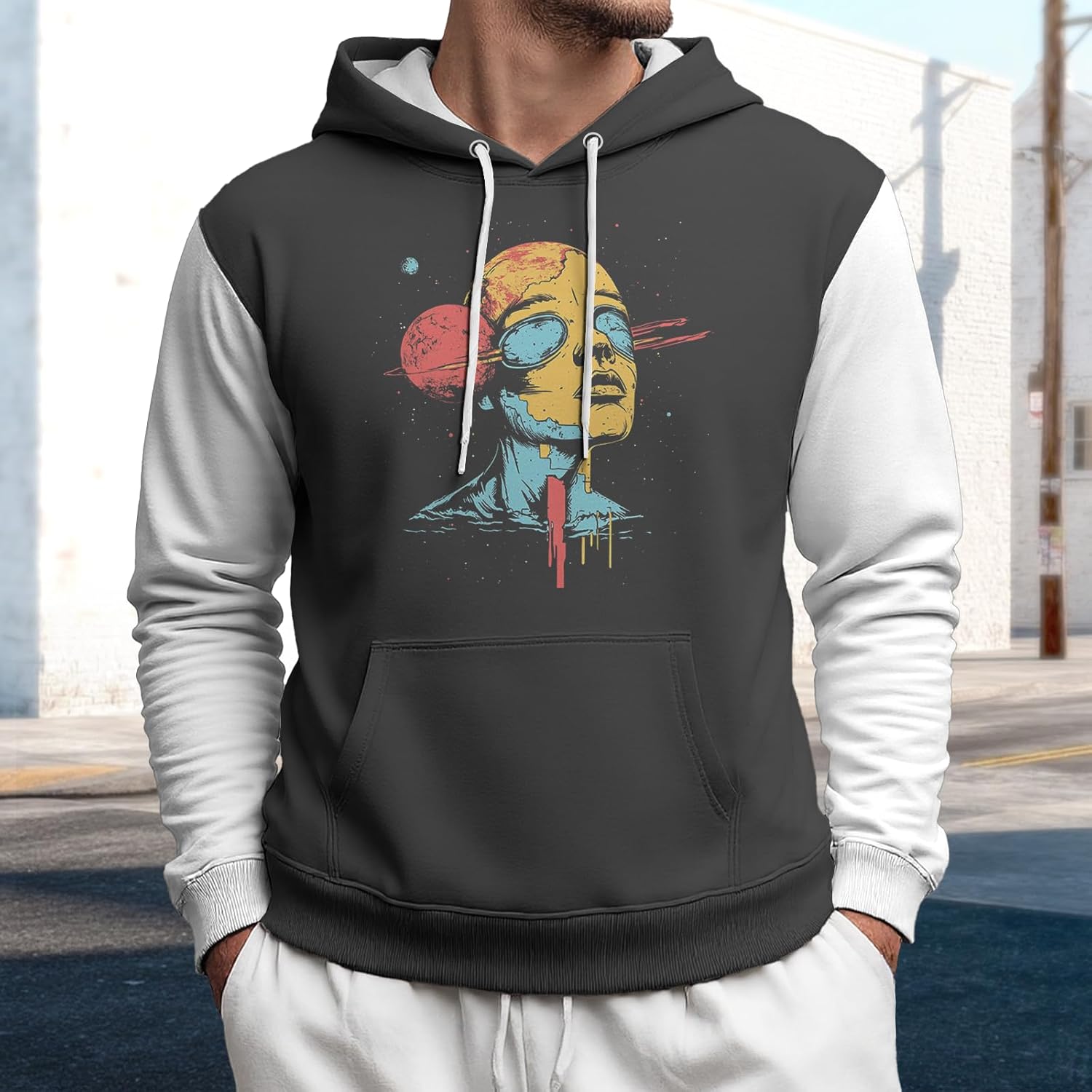 Men Hoodies Graphic Athletic Hoodies For Men Drawstring Casual Sweatshirts With Pocket Long Sleeve Active Urbanwear - Image 2