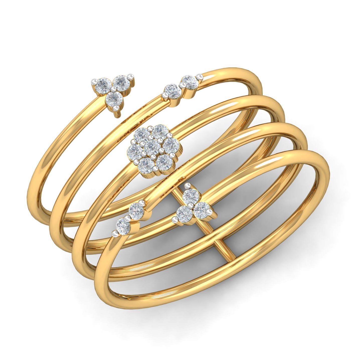 14KT Yellow Gold Floral Spiral Spring Ring for Women-image-31