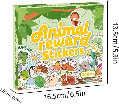 Miniatura 2 de 200 calcomanías holográficas de recompensa de animales para niños, lindas calcomanías de afirmación inspiradoras con citas motivacionales para
