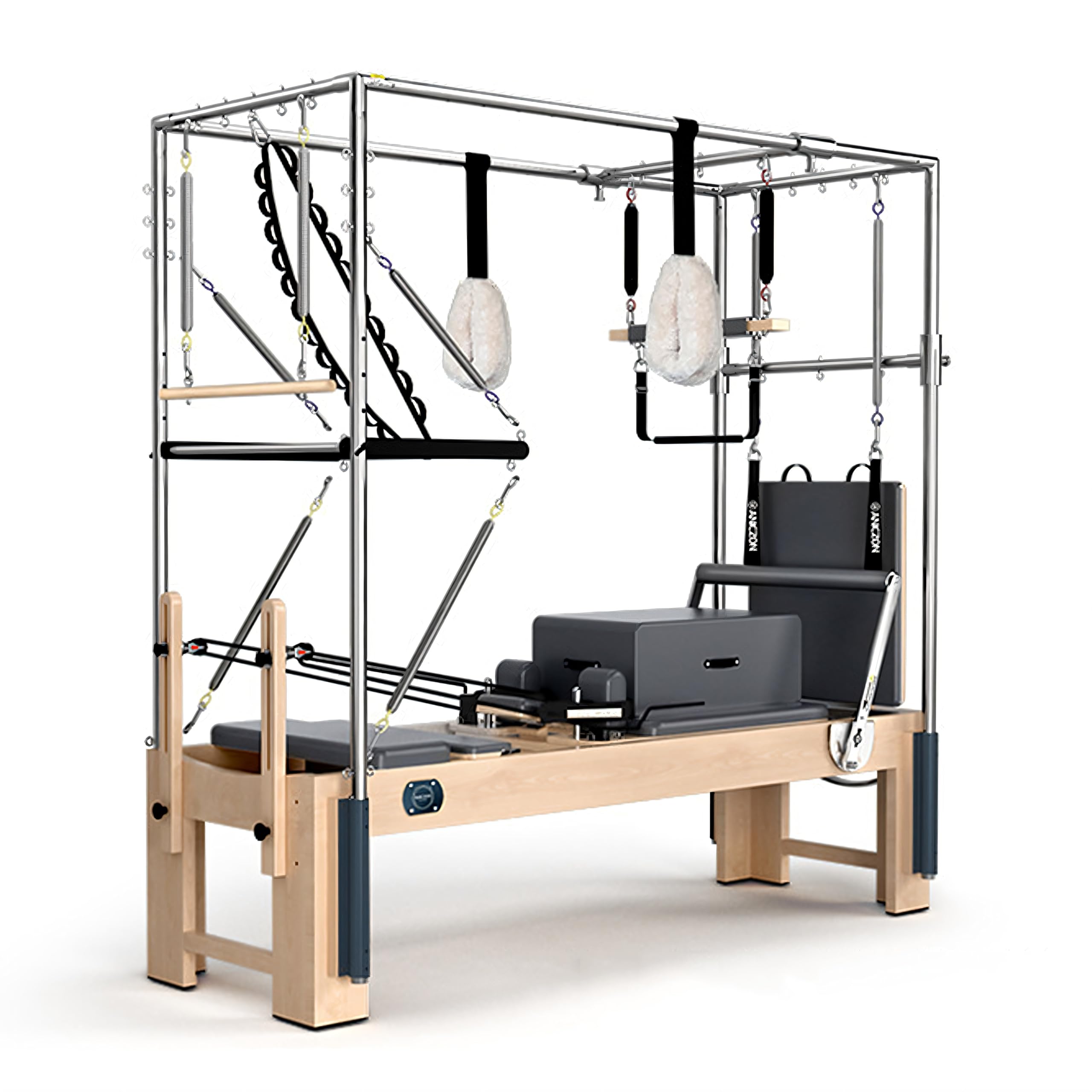 DJXIK Three-in-One Pilates High-Rise Core Bed, Cadillac Training Bed, Microfiber Leather/Adjustable Resistance System, Suitable for Home and Studio (Maple)