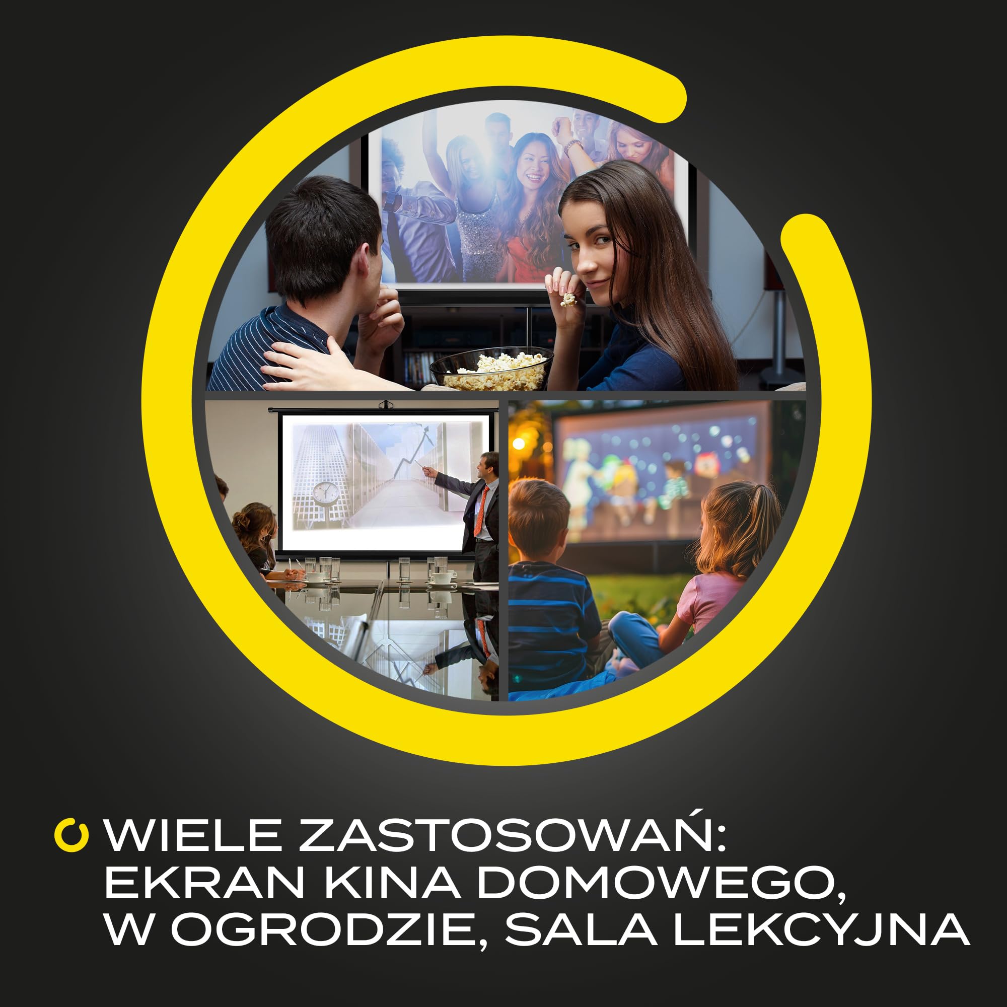 OVERMAX Tripod screen 60” Ekran projekcyjny na statywie 60 cali 116×87 cm trójnożny, regulacja wysokości statywu oraz ekranu, automatyczne sprężynowe zwijanie ekranu, białe, matowe płótno