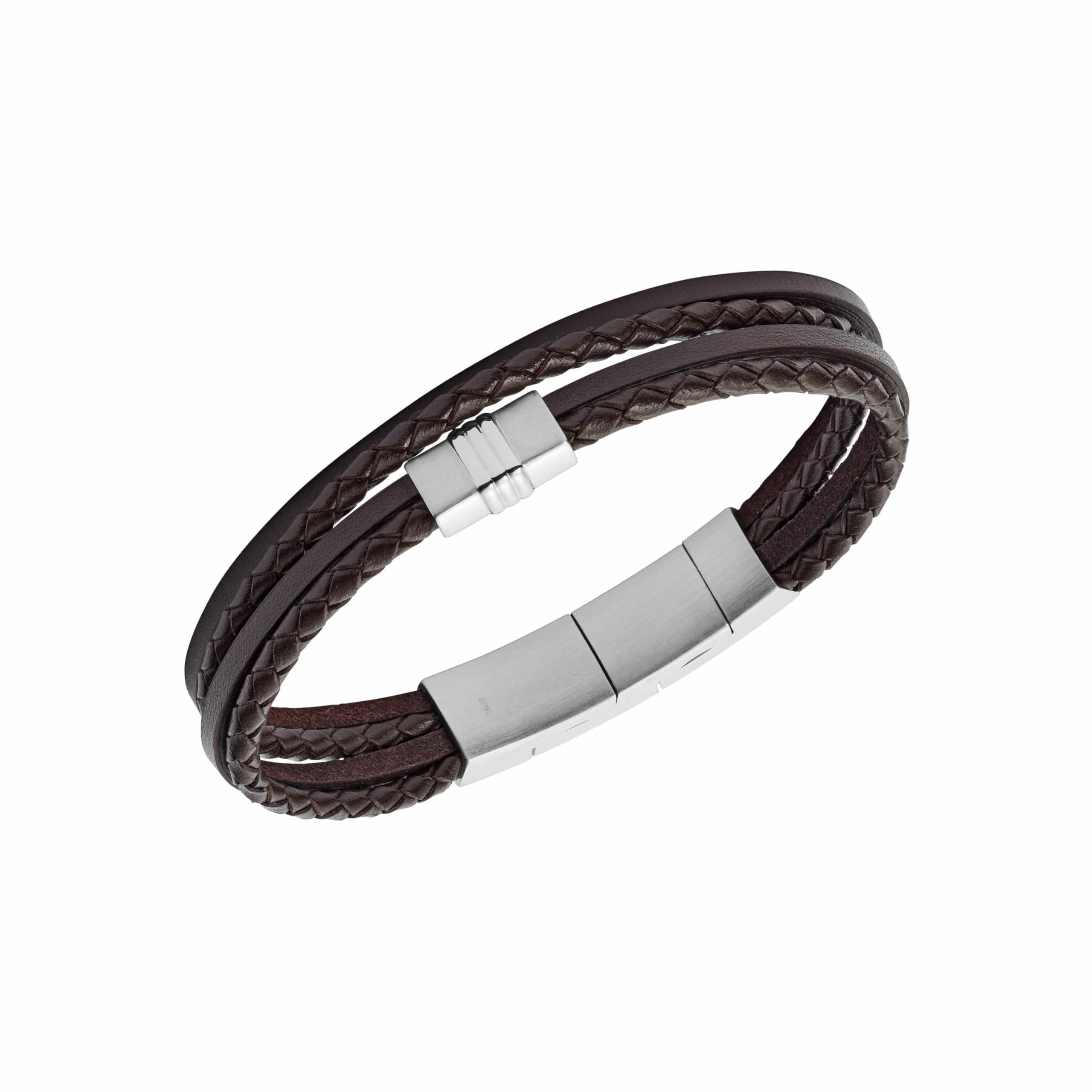 FOSSIL Bracelet en cuir pour homme avec fermeture magnétique