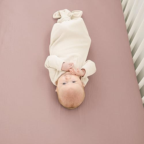 Miniatura 9 de Sábanas bajeras de muselina 100 algodón para cuna de bebé para colchón estándar de cuna 28 x 52 pulgadas suaves y transpirables para niños y niñas