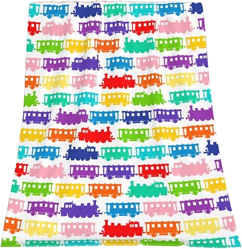 Miniatura 9 de Manta con diseño de vagones de tren arcoíris, ropa de cama suave, cálida y acogedora, manta de franela de vellón de felpa, regalos para niños,
