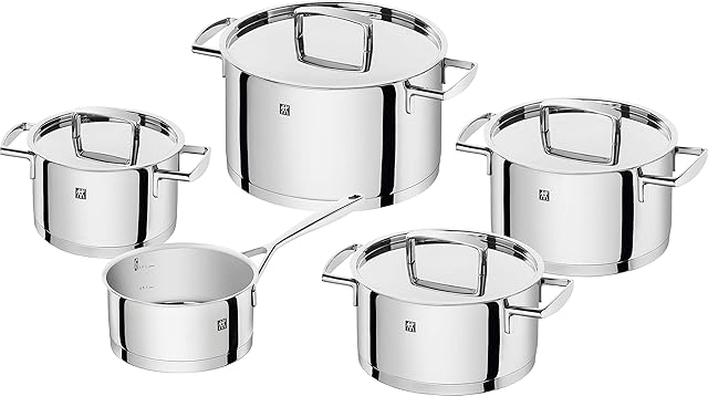 Zwilling 5-piece Pot-Set, with 4 Lids, Suitable for Induction, Stainless Steel, Passion