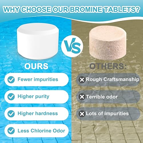 Miniatura 5 de Tabletas de bromo para bañera de hidromasaje de spa, tabletas de bromo de 1 pulgada para piscinas, preestabilizadas, bajo olor a cloro, gran