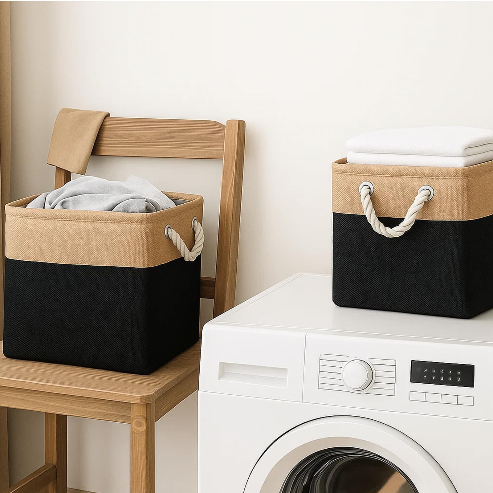 8 Stück Große Aufbewahrungskörbe 28x28x27 cm – Faltbare Stoff Aufbewahrungsboxen mit Griffen, stabile Würfelboxen für Kleidung, Spielzeug & Regale – Organizer für Schrank, Kinderzimmer