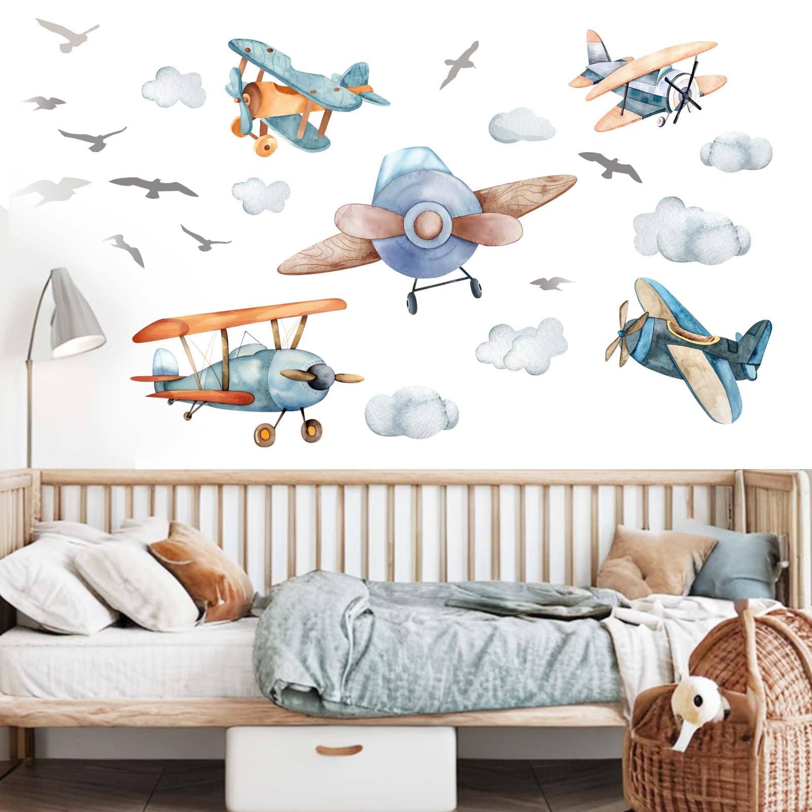 Airplane Wall Stickers - Aircrafts Wall Decals - Kids Baby Boys Nursery Children Daycare Bedroom Playroom Wall Decor