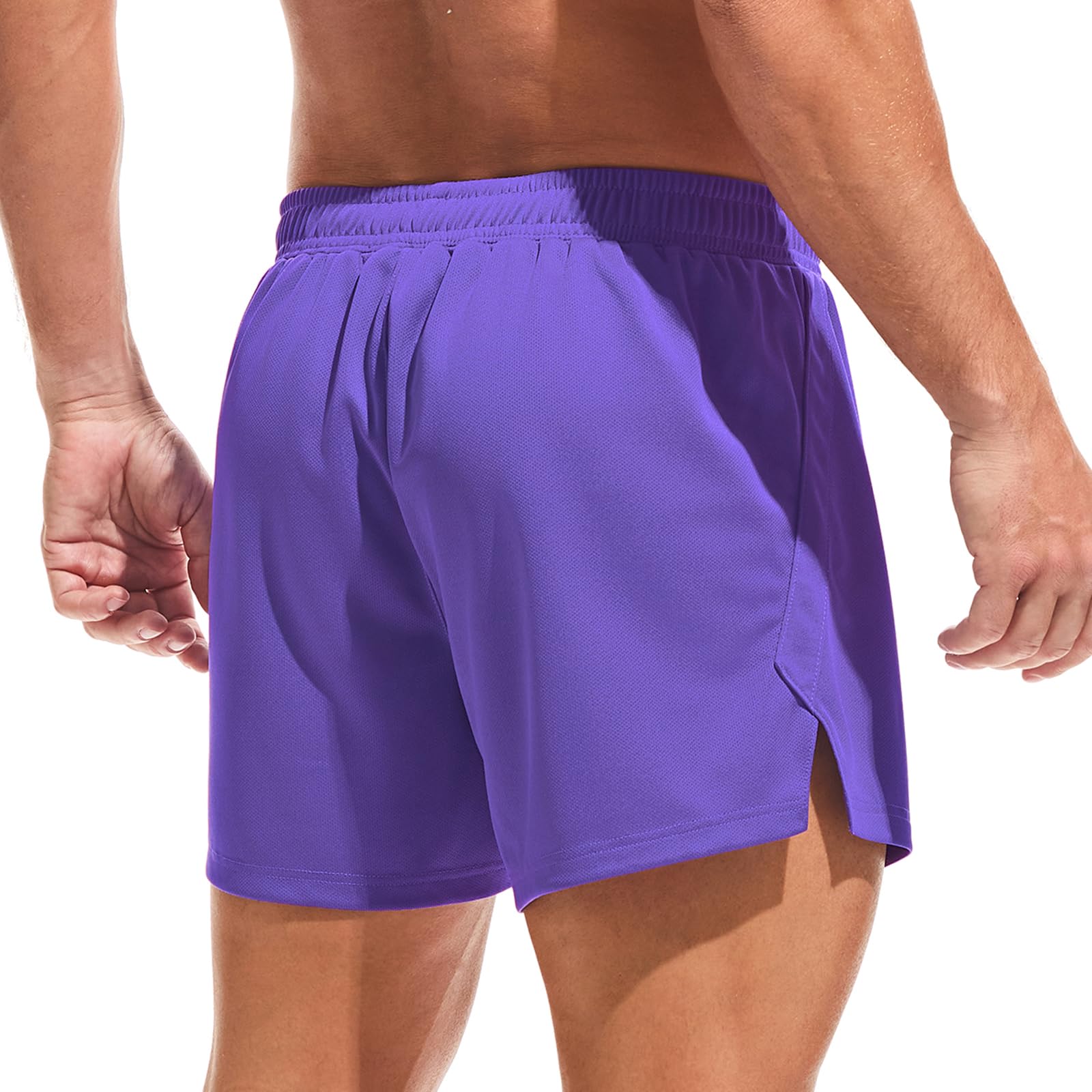Amy Coulee Short de sport court en maille pour homme - Séchage rapide - Avec cordon de serrage intérieur