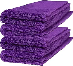 KIT 2 Toalha de Microfibra Premium, 40x40cm, Roxo, 350g/m², Corte a Laser, para Limpeza Automotiva e Doméstica