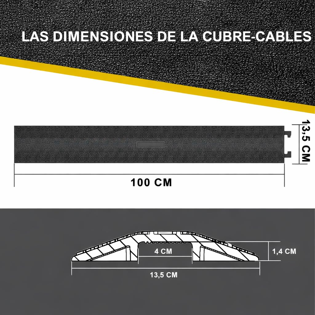 Cubierta de Cable para Piso, 80''/203cm Protector de Cable, Rampas de Protección de Manguera de Alta Resistencia en Estacionamientos, Almacenes y Hogares (Pequeño Modelo, 4 Piezas)