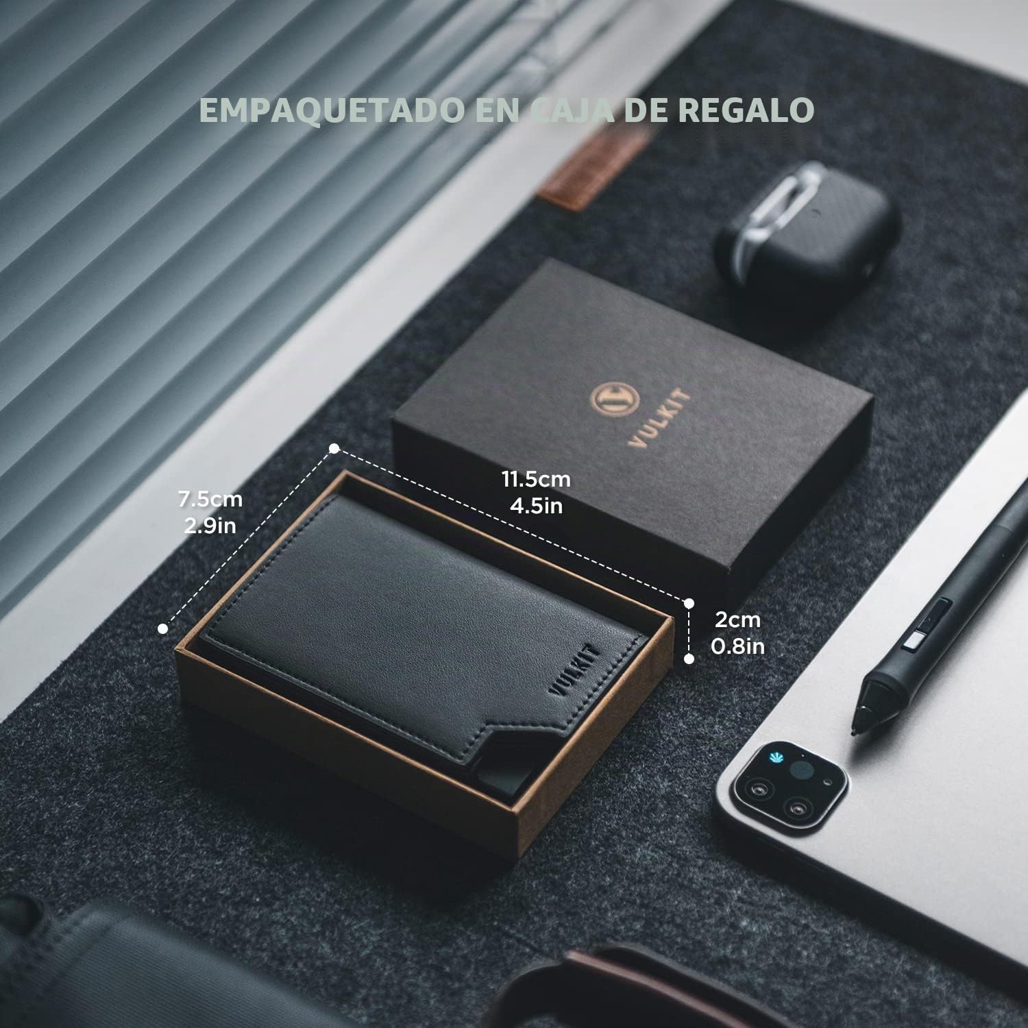 VULKIT Tarjetero Bloqueo RFID Tarjetero Emergente de Cuero para Hombres y Mujeres con Compartimento para Billetes y Cierre Magnético