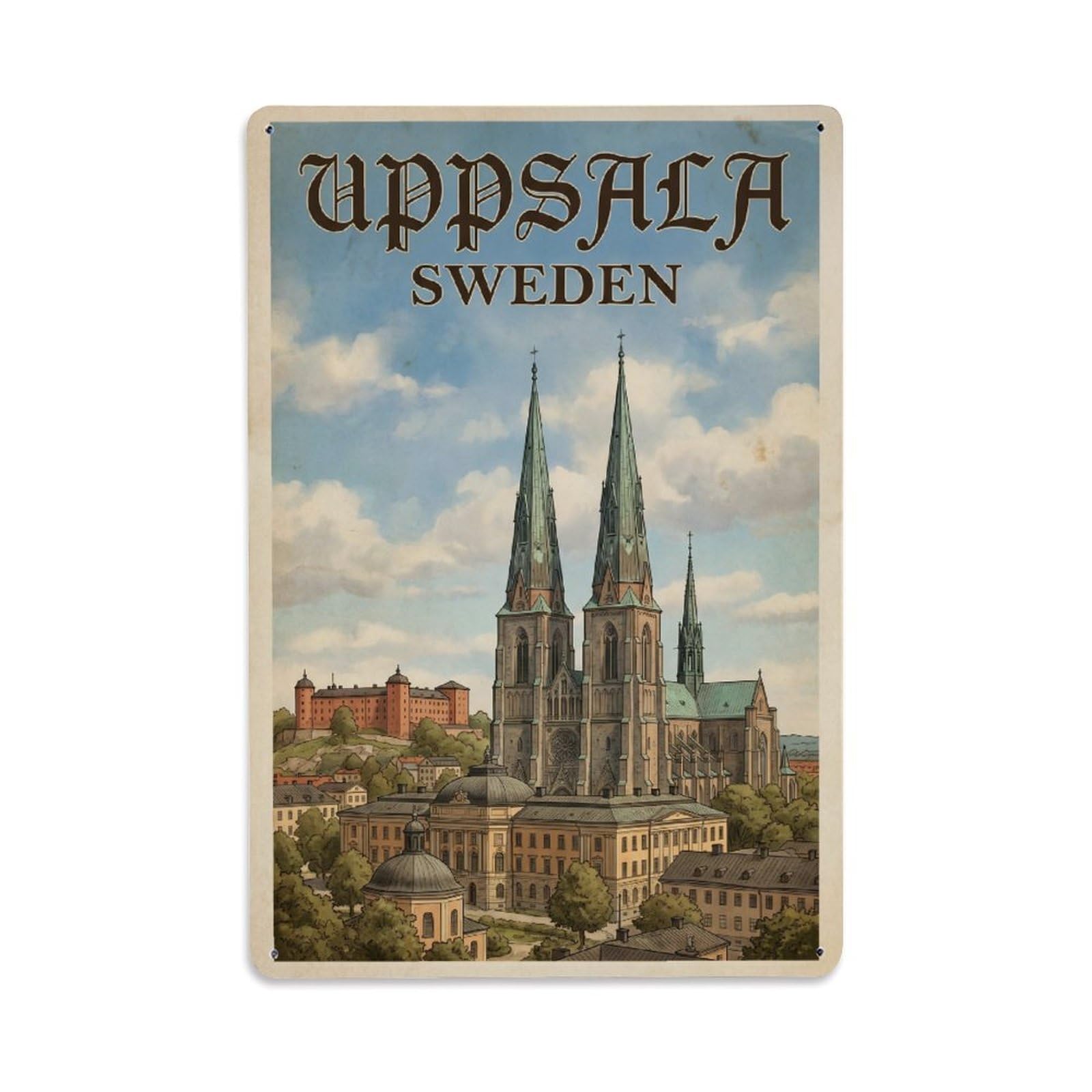 Metal Tin Sign Retro Sweden Uppsala Travel