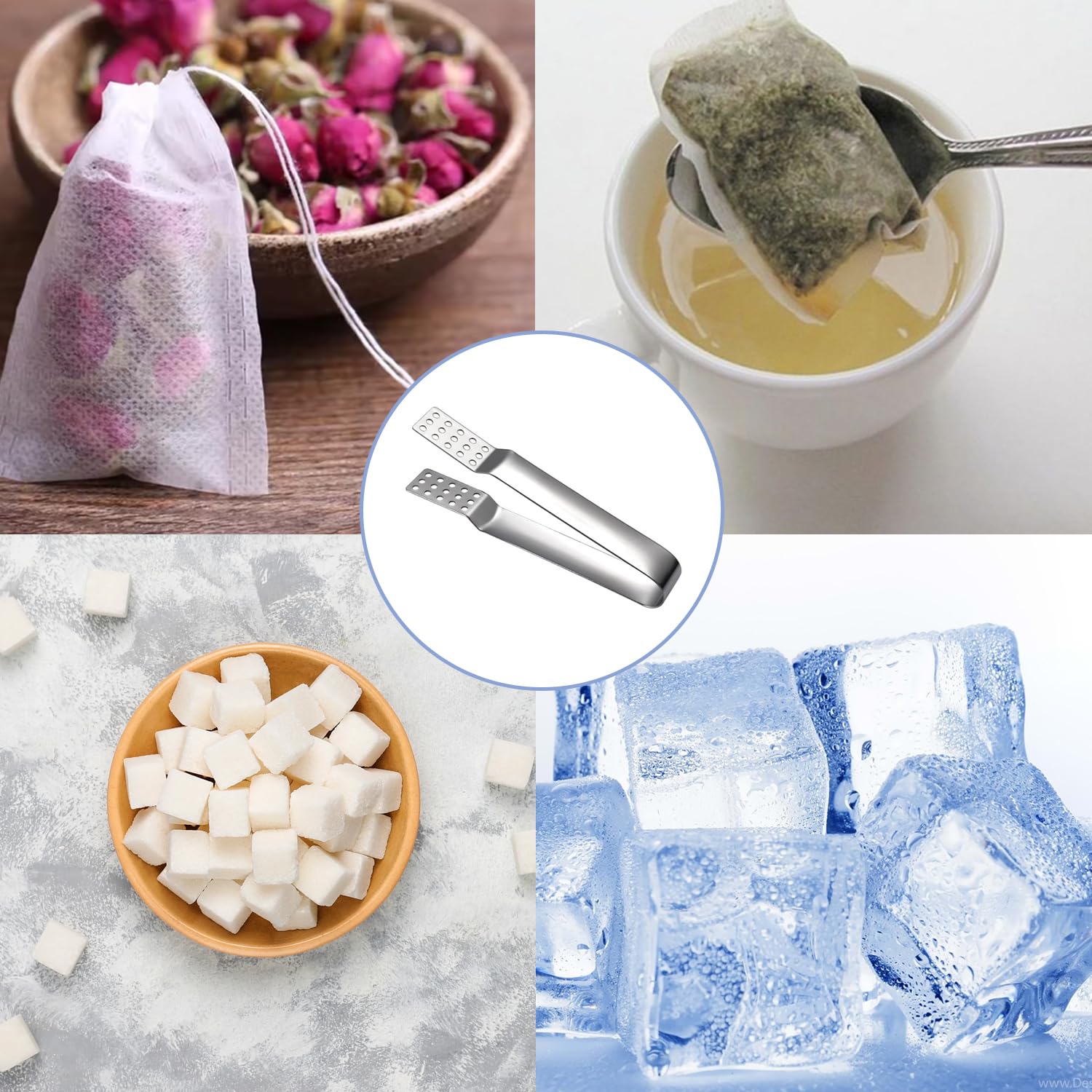 2 Piezas Exprimidor de Bolsas de Té de Acero Inoxidable, Abrazadera para Colador de Bolsas de Té, Herramienta para Exprimir Bolsas de Té para Té Suelto, Hojas Sueltas (Plata)