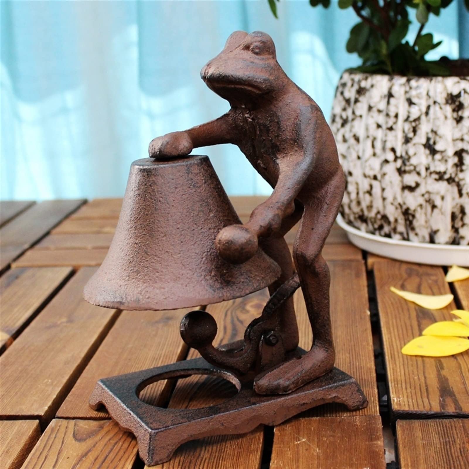 doorbell, Wall Hanging Doorbell Vintage Rustic Frog Figurines Design Cast Iron Tabletop Decor