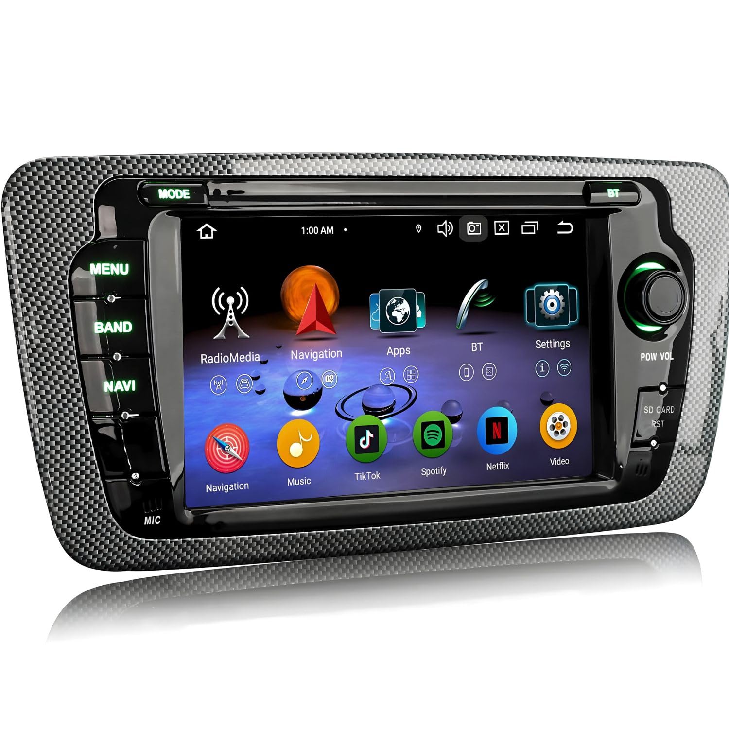 Radio Coche Android 13 con Bluetooth y GPS para Seat Ibiza 2009-2013 - Carplay Inalambrico Compatible con Apple y Android - Pantalla de 7 Pulgadas - Alta Resolución 1024x720 - Memoria 2GB y 32 GB