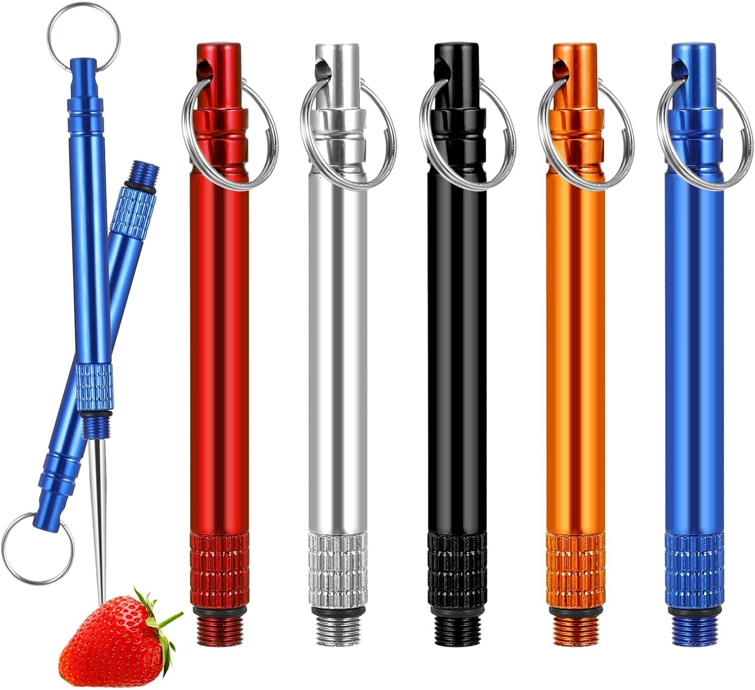 Cure Dent Metal 5 Piques à Fruits En Métal Acier Inoxydable Titane Support Protection Pique-Nique Camping Voyage
