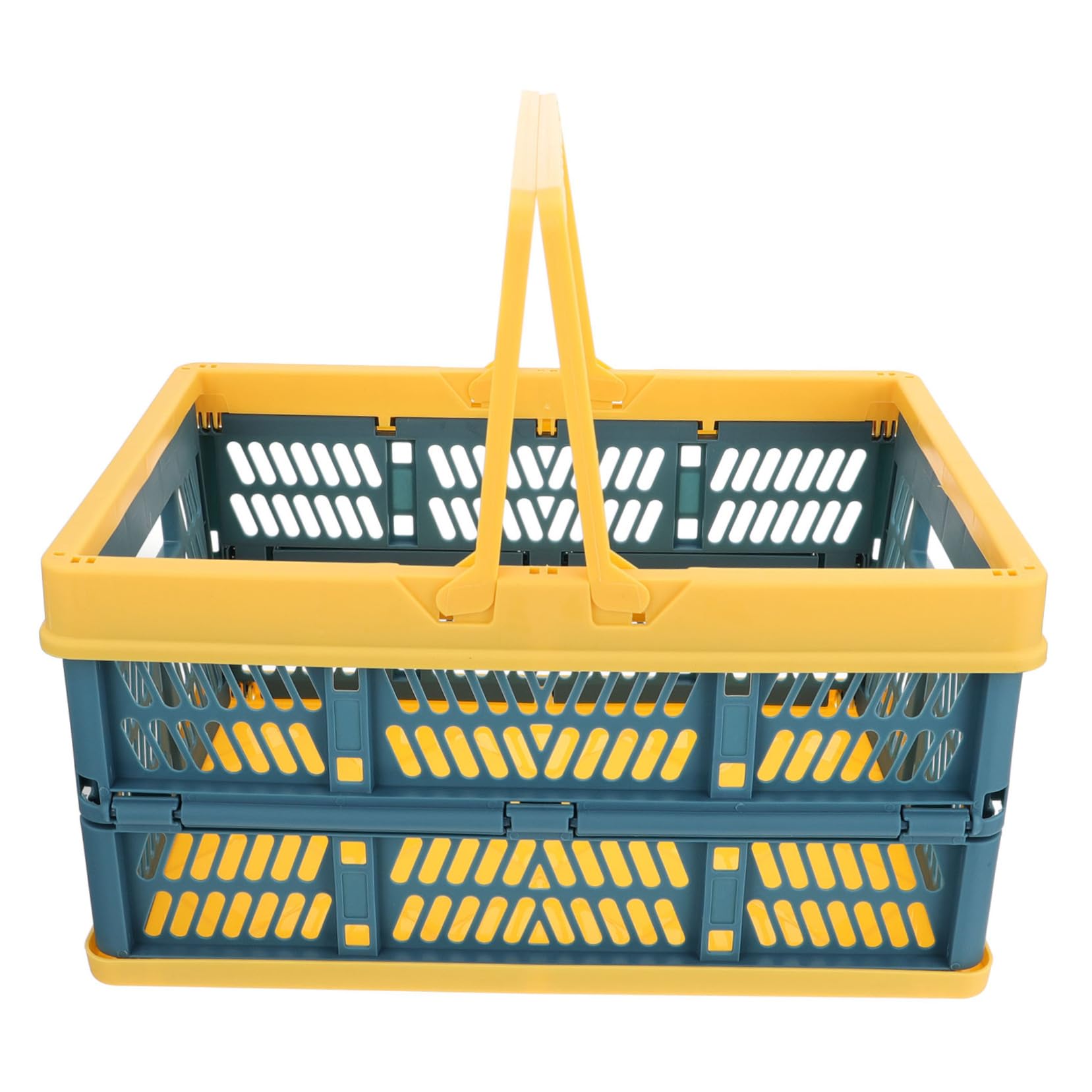 Happyyami Supermarket Basket Home Folding Basket Vegetable Storage Plastic Easy Ventilation Comfortable Handle