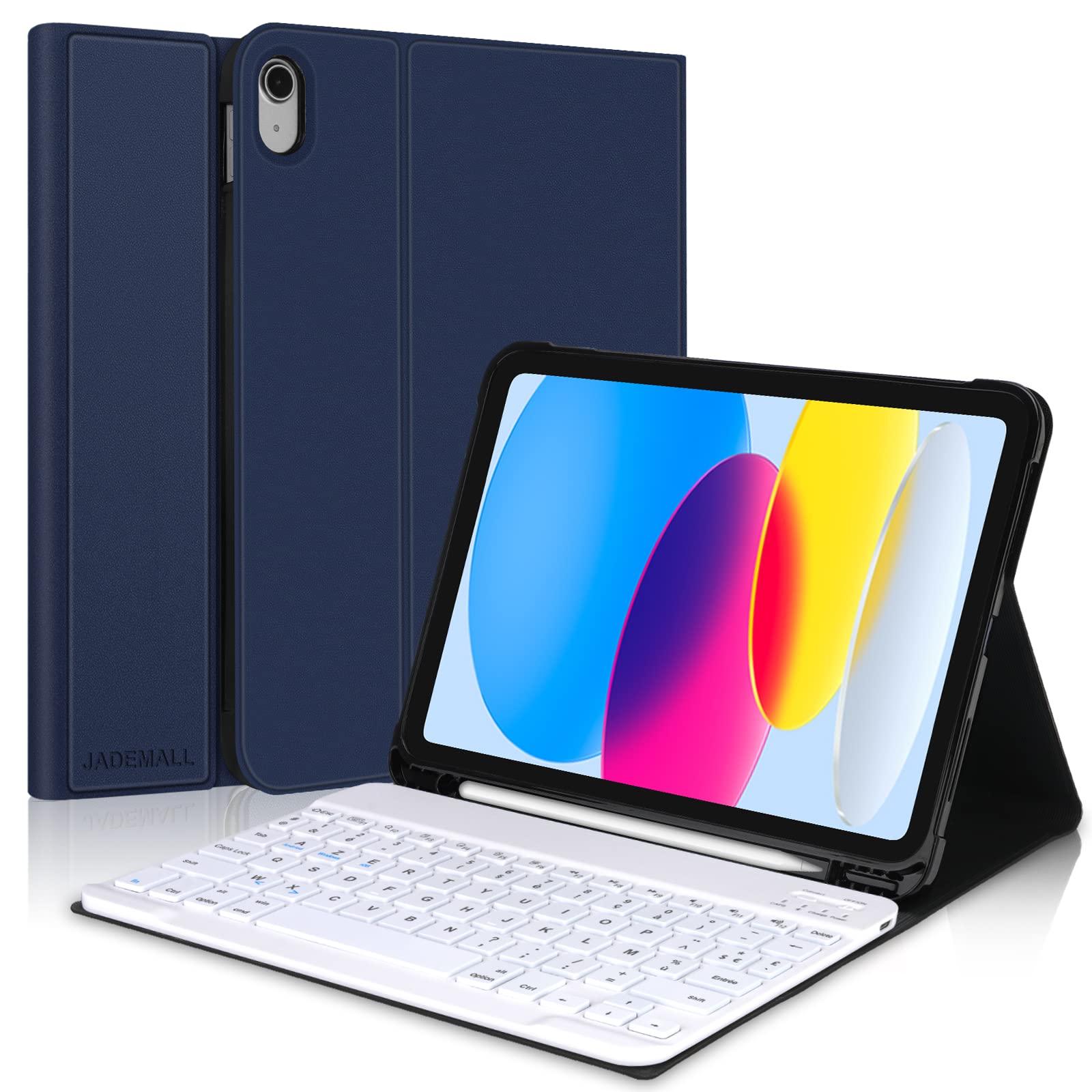 Clavier IPad A16 11ème / 10ème Génération AZERTY Français Bluetooth Détachable Gris Clair JADEMALL