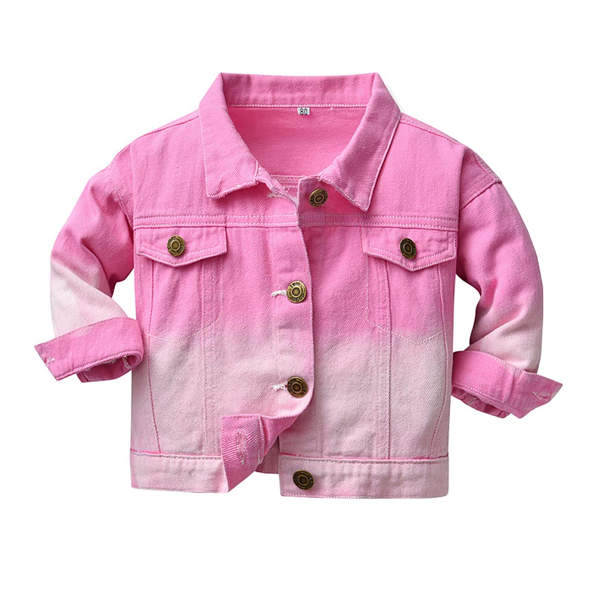 Symunnia Toddler Baby Boys Girls Fall Clothes Thin Denim Jackets Kids Tie Dye Ripped Jean Coats Button Down Outerwear(2-3years old,Hot-pink)