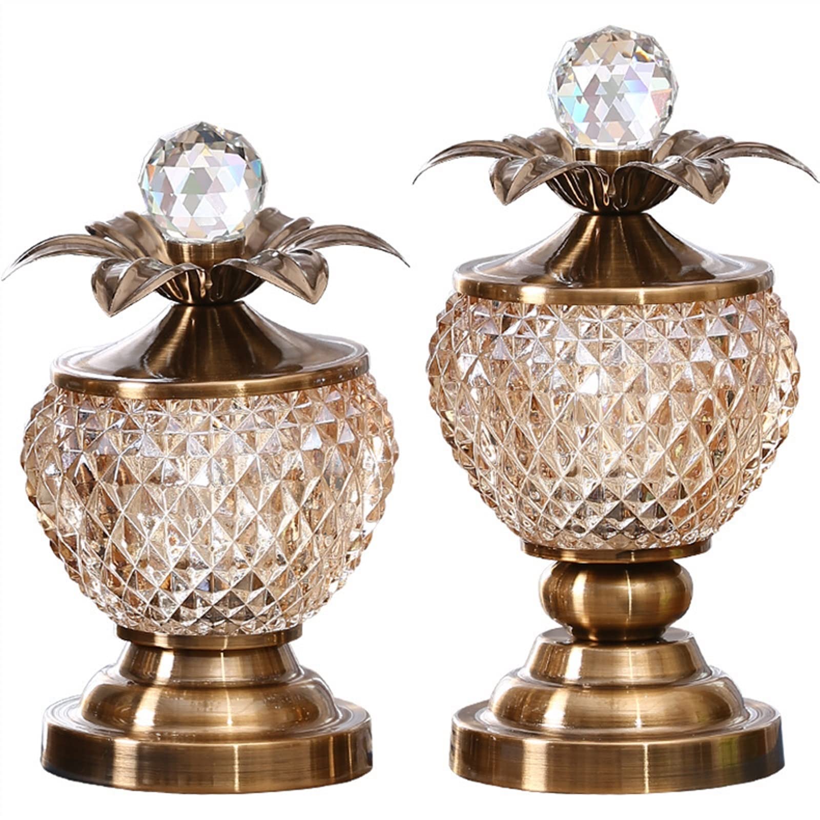 florero Jarrón de cristal con forma de bola de cristal, caja de almacenamiento de joyas, tarro de cristal transparente, adornos artesanales de Metal, jarrones de decoración del hogar, macetas jarrones