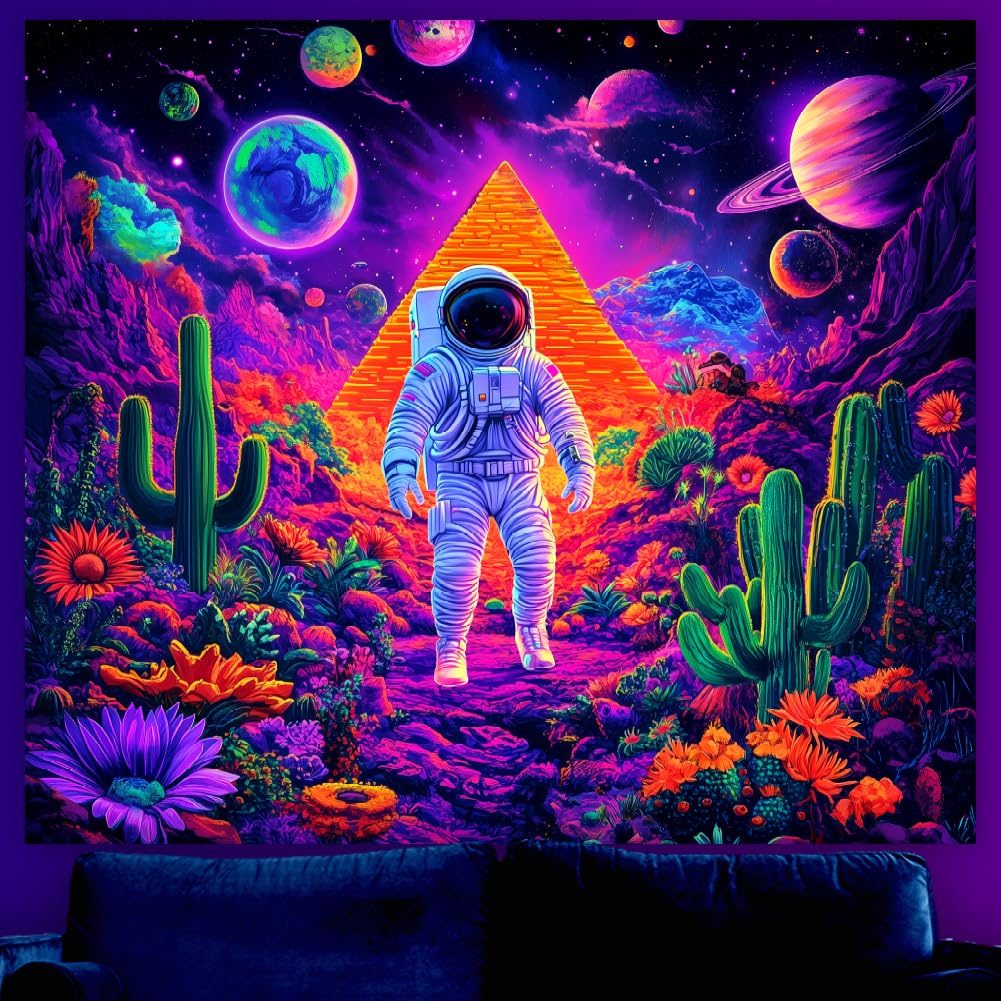 WEBEEDY UV-leuchtender Wandteppich – Astronaut Unter Dem Meer, 130x150 Cm, Polyester, Für Zimmerdeko