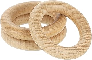 uxcell 3Pcs Wood Rings, 2.36"(60mm) OD. 11mm Thick Natural Beech Solid Wooden Rings Smooth Unfinished Wooden Circles for DIY Crafting, Knitting, Macrame, Pendant