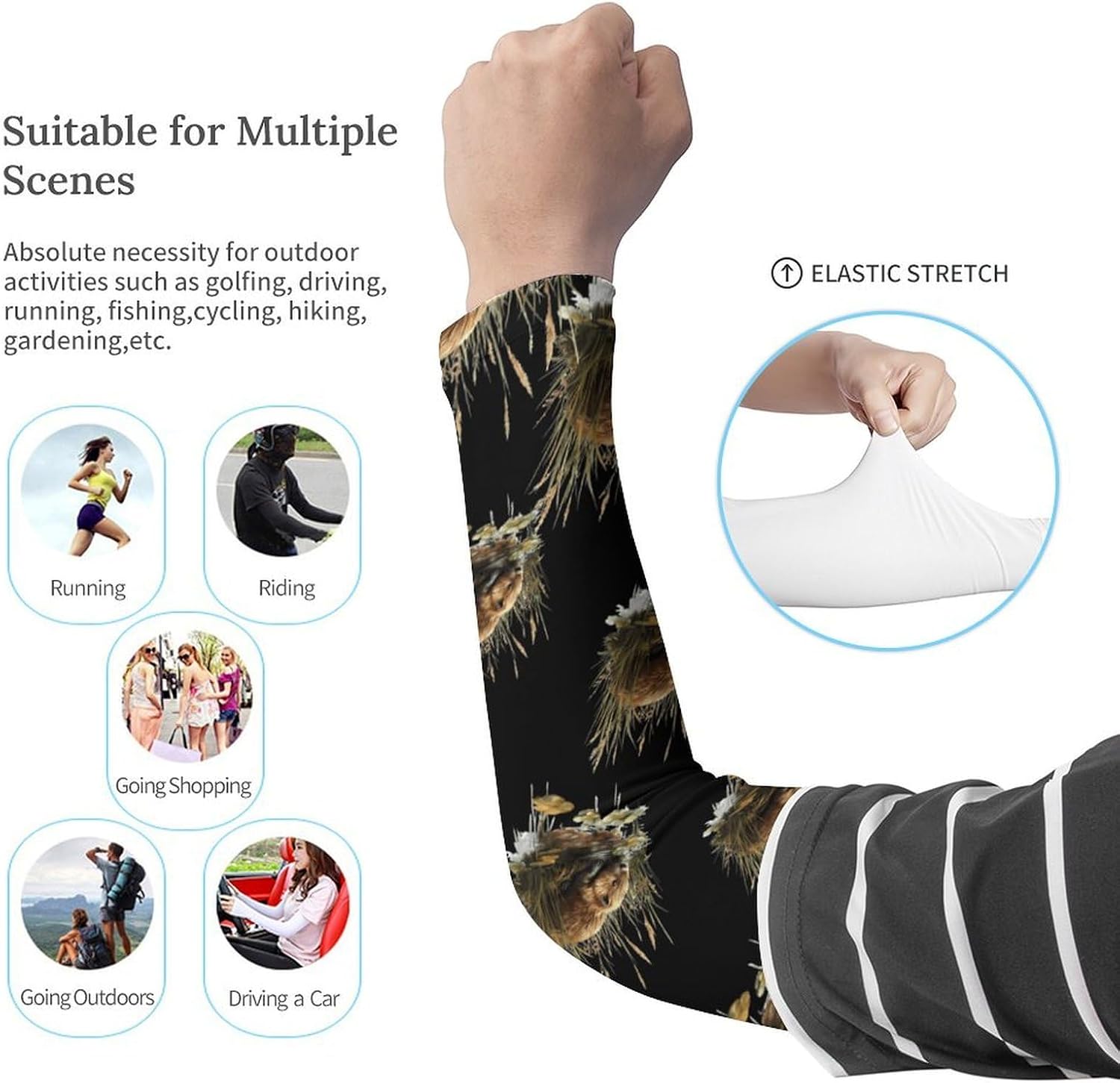 Beaver Reflection in Water Arm Sleeves Cooling Sun Protection Sports Compression for Golf Basketball