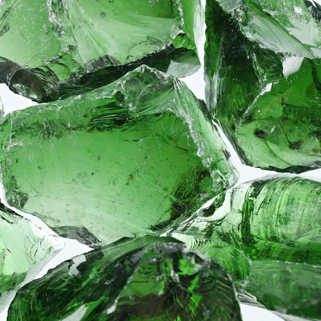 Pietre per gabbioni in vetro verde, 60-120 mm, 25 kg, pietre decorative da giardino per gabbioni, decorazione da giardino, bordo prato, recinzione per aiuole, terrazze e cortili