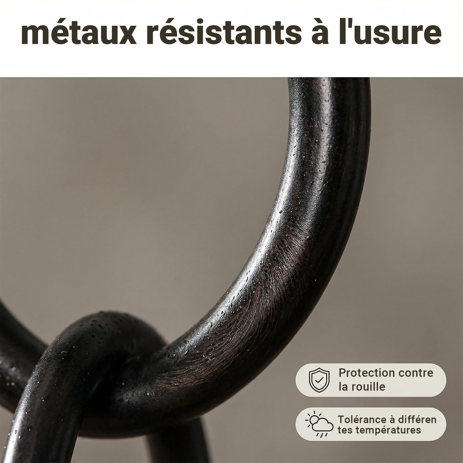 Chaînes de Pluie pour Jardin Extérieur, for Jardin/Cour/terrasse, Parfaite pour remplacer Les descentes de Pluie, Fonction De Drainage, Chaînes de Gouttière Cascade Noir 3m(10ft)