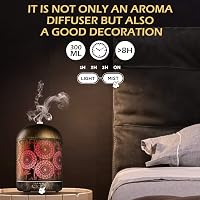GeeRic Aroma Diffúzor 300ml - Ultrahangos Fém Párásító, 7 Színű LED, 4 Időzítő, Illóolaj Párologtató Otthonra, Irodába, Gyerekszobába - Bron 4