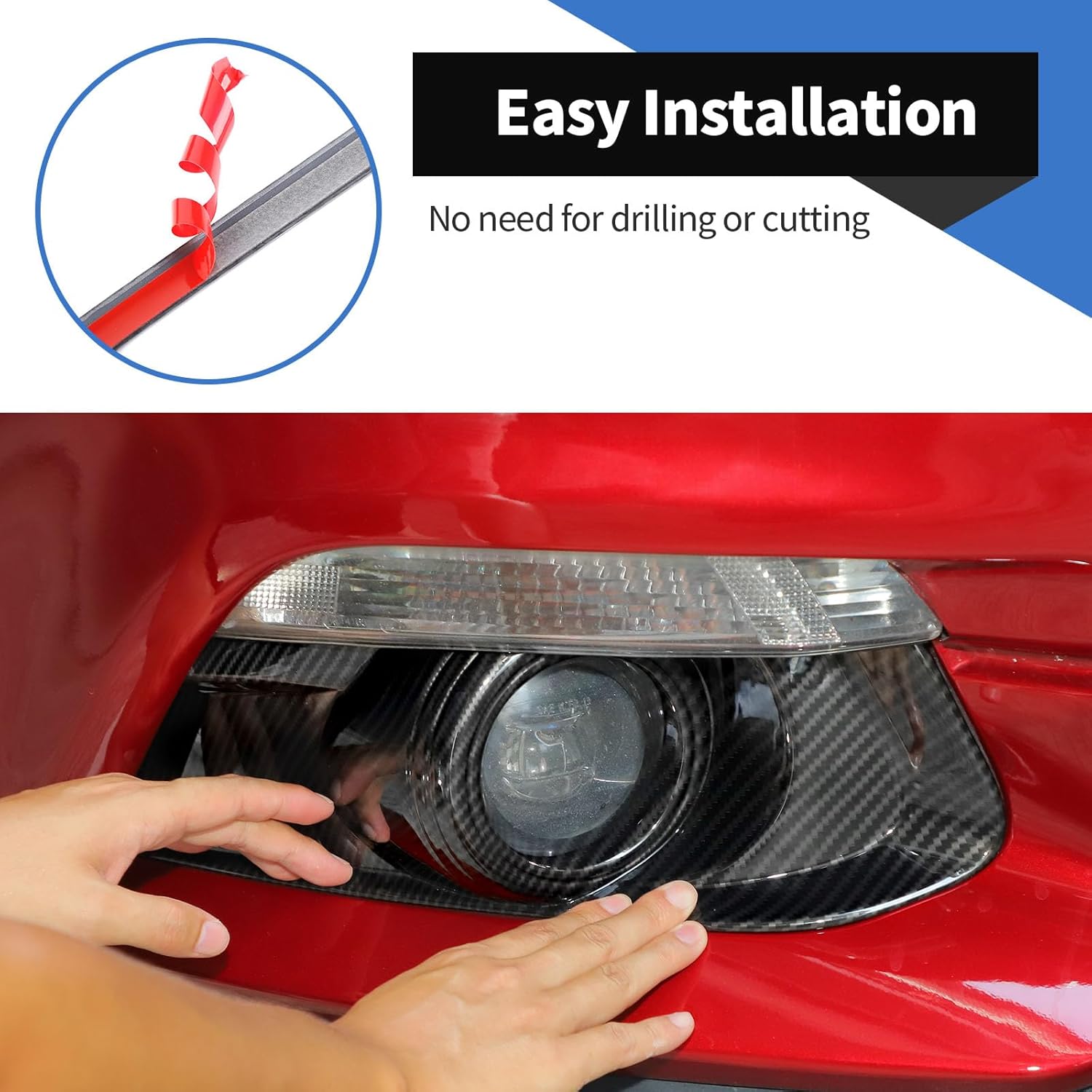Voodonala for Ford Mustang 2015-2017 Front Fog Lamp Cover Carbon Fiber Black Compatible with Ford Mustang 2015-2017(2Pcs/Set,Carbon Fiber Black)