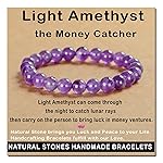 AD Beads Handmade Gemstone Stretch Elastic Bracelet Crystal Healing Reiki Nature\'s Beauty and Spiritual Essence Unisex (8mm, Purple Amethyst)