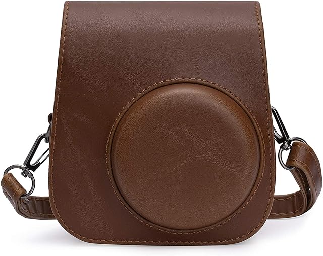 Frankmate Protective Case for Fujifilm Instax Mini 11 Instant Camera - Premium Vegan Leather Bag Cover with Removable Adjustable Strap (Brown)