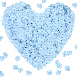 1000Pieces Rose Petals, Artificial Flower Petals Fake Rose Petals Silk Red Rose Petals for Romantic Night,Wedding,Proposal Anniversary Flower Decorations (Light Blue)