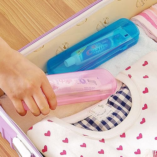 Miniatura 3 de 4 unids plástico pasta de dientes titular de cepillo de dientes caja caja contenedor organizador para viajes color al azar