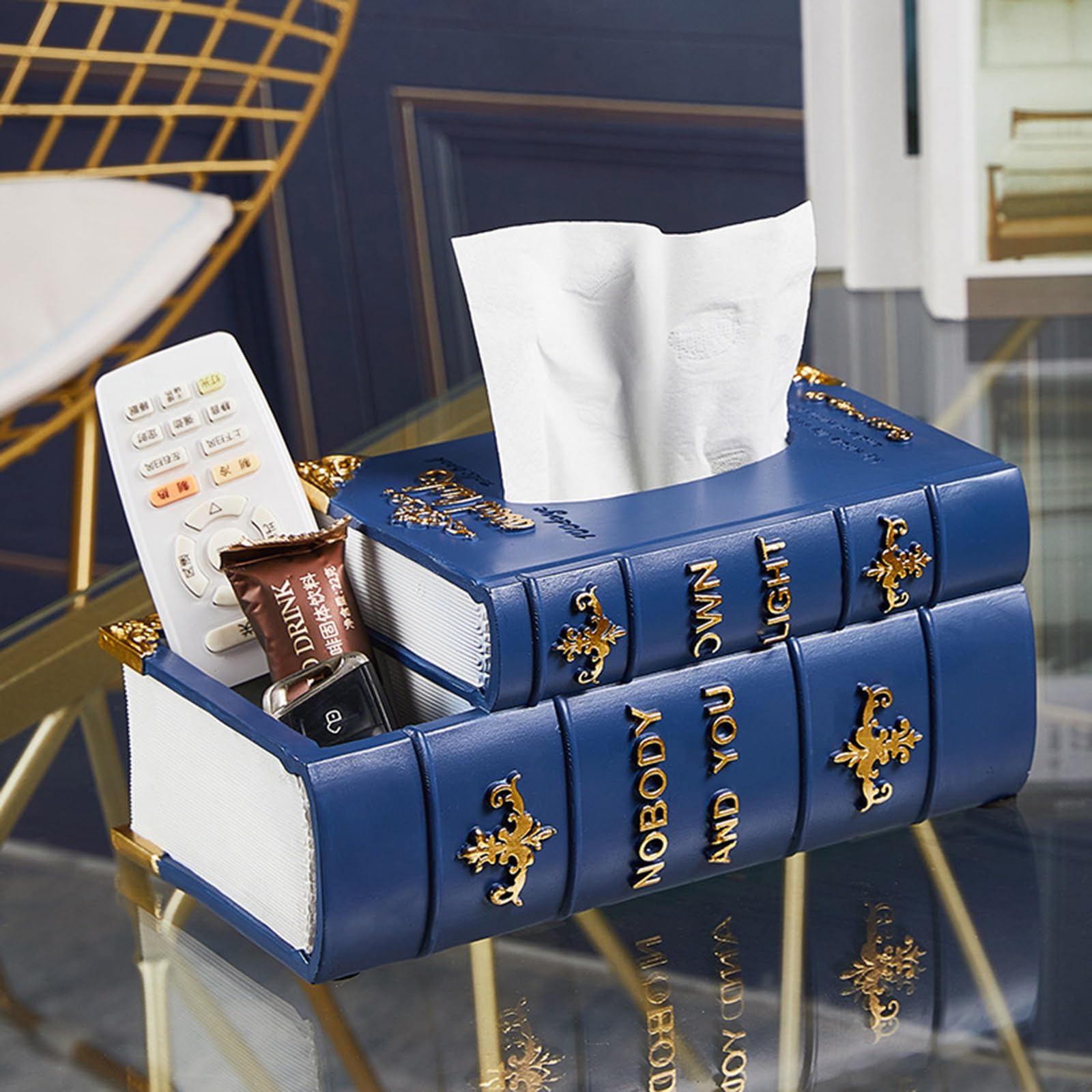 Amazon｜本 ティッシュ ボックス カバー 本 像 樹脂 彫刻 家の装飾