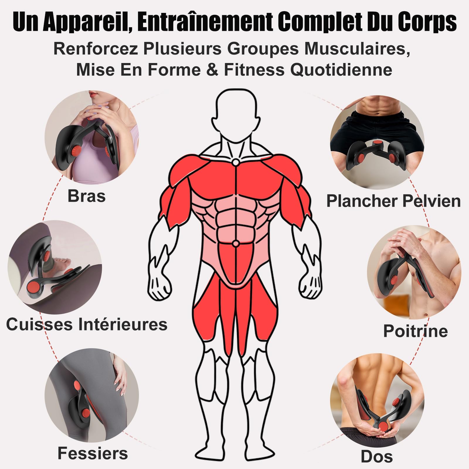 Appareil de Musculation 16KG pour Périnée et Fessiers, Entraîneur Kegel avec Bande, Équipement de Renforcement Post-Partum, Appareil Portable à Domicile pour Hommes et Femmes