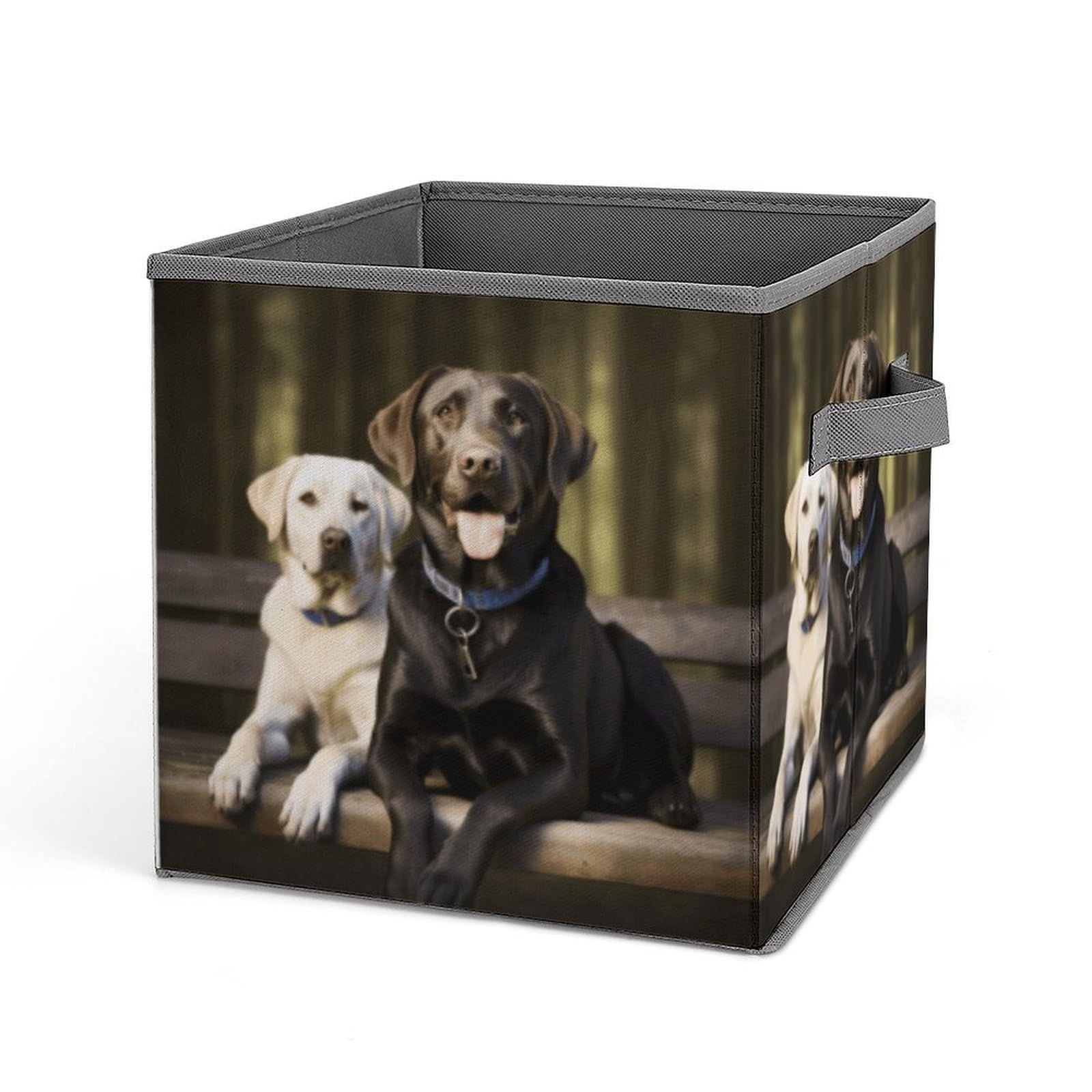 VstaDank Labrador Storage Bin Collapsible Storage Cubes Organizer Oxford Cloth Storage Box with Dual Handles Large Stackable Closet Storage Bins for Sheets Hat Sweater