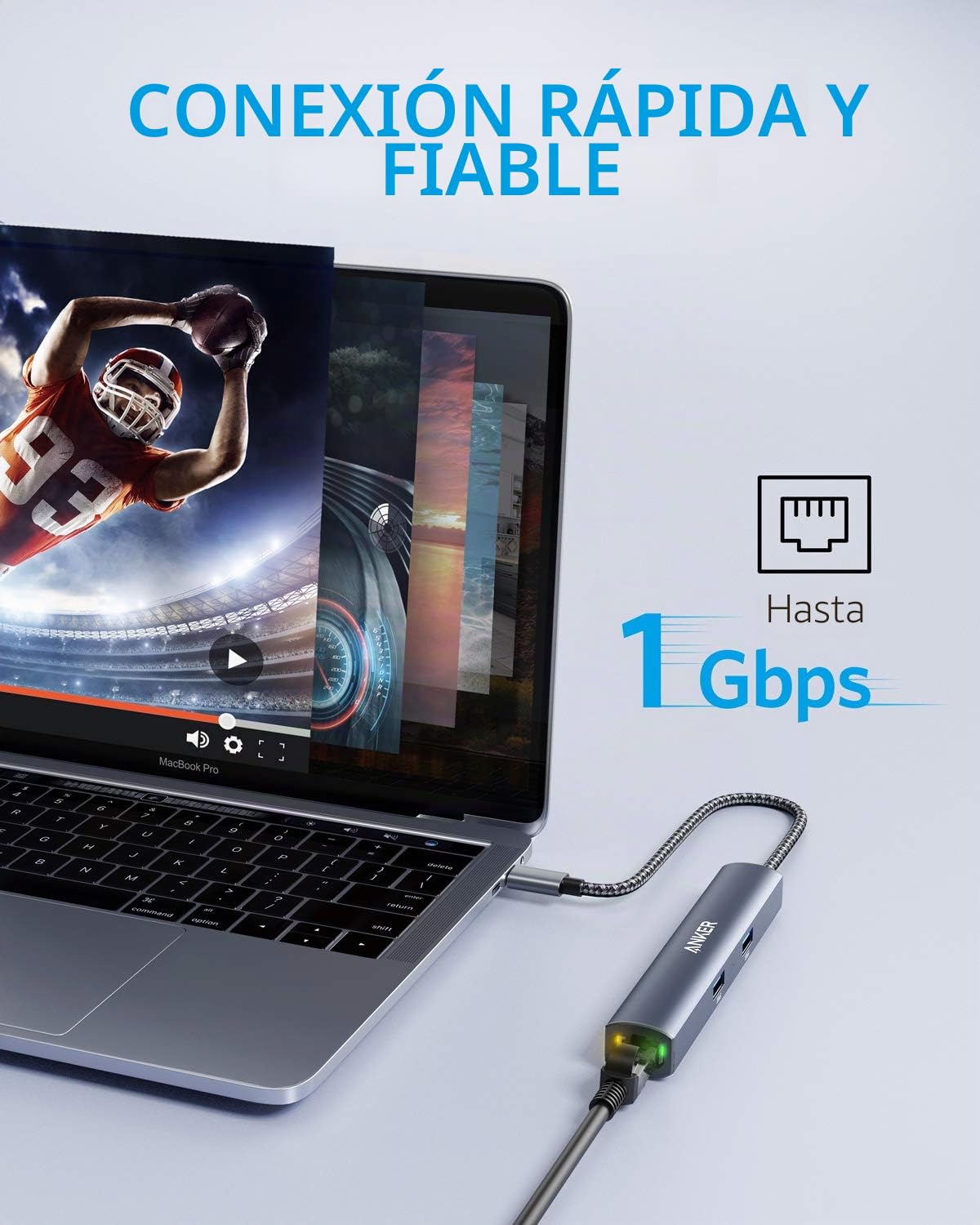 Anker PowerExpand Hub USB C 6 en 1, Concentrador Ethernet PD, 65 PD, HDMI 4K, Ethernet de 1 Gbps, Datos USB-C, 2 Puertos de Datos USB 3.0, Compatible con MacBook Pro, MacBook Air