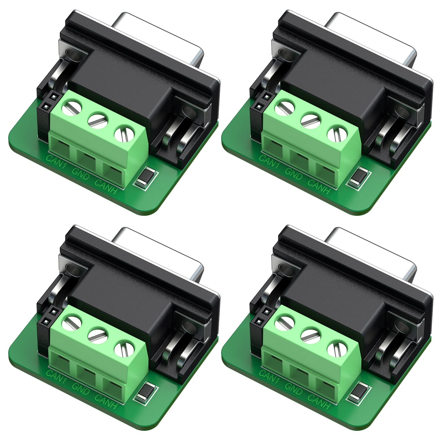 innomaker Terminal sélectionnable Can DB9 120 ohms, Can DB9 Femelle vers borne à 3 Broches (Lot de 4)