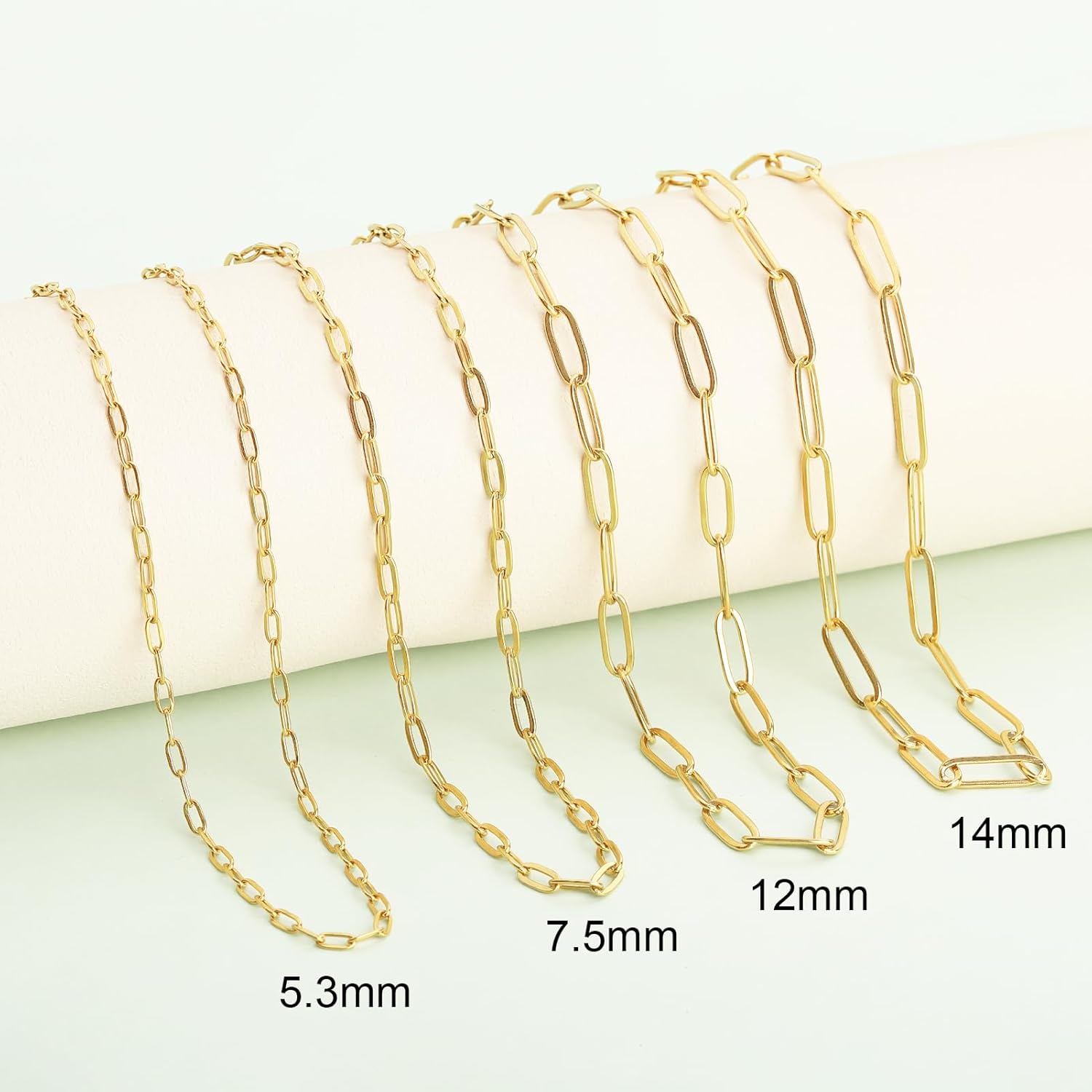 SMYHTGLIF 5 Meters Gold Stainless Steel Chain for Jewelry Making Paperclip Cable Craft Jewelry Making Chains Necklace Bracelet Jewelry Chain Findings - Image 6