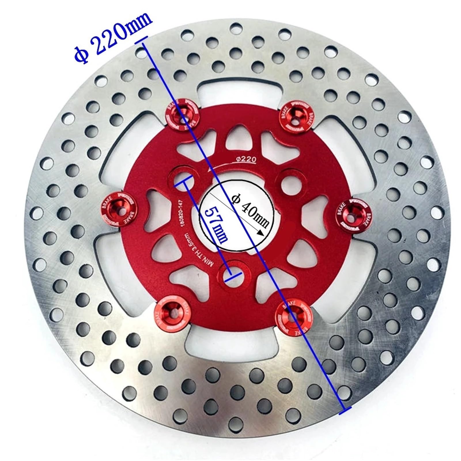 Disco Freno Flottante CNC A 3 Fori Da 220 Mm*57 Mm Adatto Per Honda, Adatto Per Yamaha Cygnus-Z Rsz Jog Force Niu Scooter Disco Freno Anteriore Moto(220mm Black)
