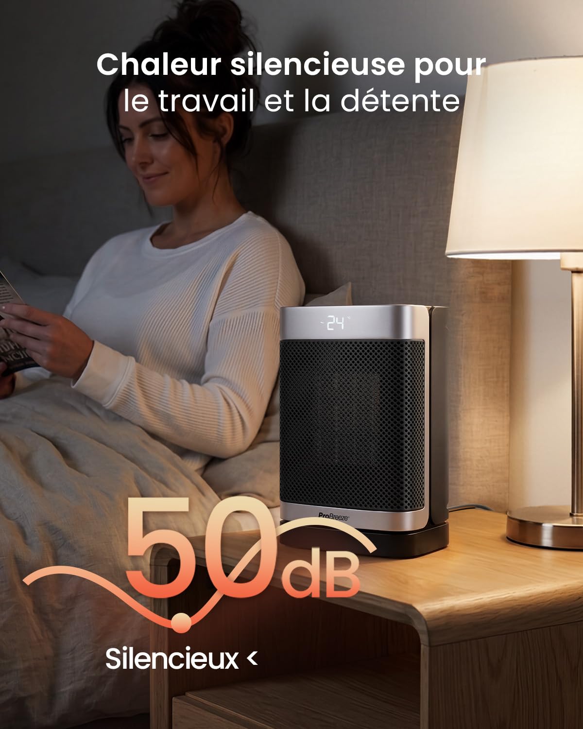 Pro Breeze Themacube mini Chauffage d'Appoint 1500W Céramique Soufflant Oscillant - Radiateur Électrique Mobile, Mode Ventilateur 2-en-1, Thermostat Éco, Télécommande, Écran Tactile Silencieux