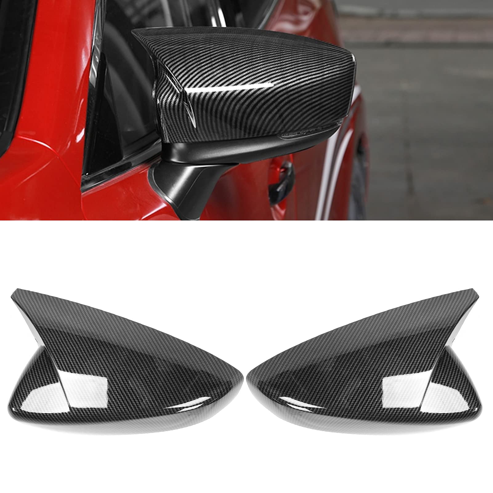 Pair Horn Style Osłona lusterka bocznego Osłona obudowy pasuje do 3 Axela 2020 (Carbon Fiber)